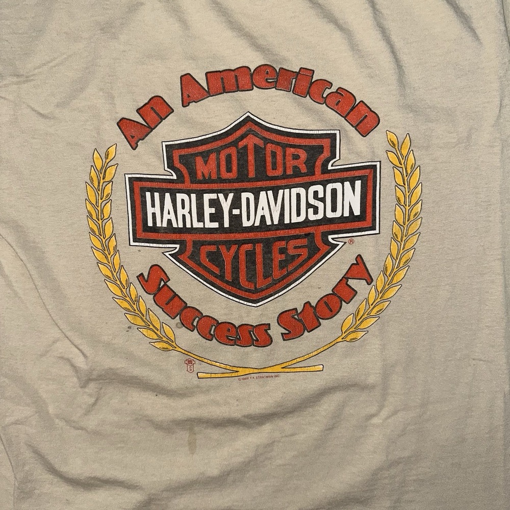 Vintage 80s Harley Davidson Shirt Size Large American Success Story Biker Eagle - Picture 7 of 8